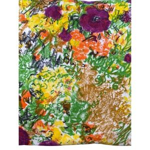 Vintage Psychedelic Floral Knit Fabric Mod Retro Stretch Sewing 70s Yardage